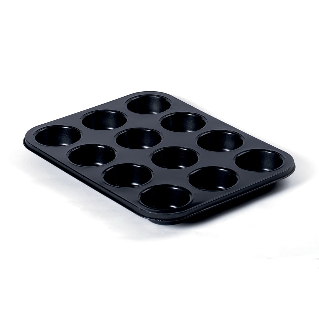 MOLDE P/MUFFIN  EXCALIBUR DE 12 MOLDURAS NEGRO (F. 60 UNI)