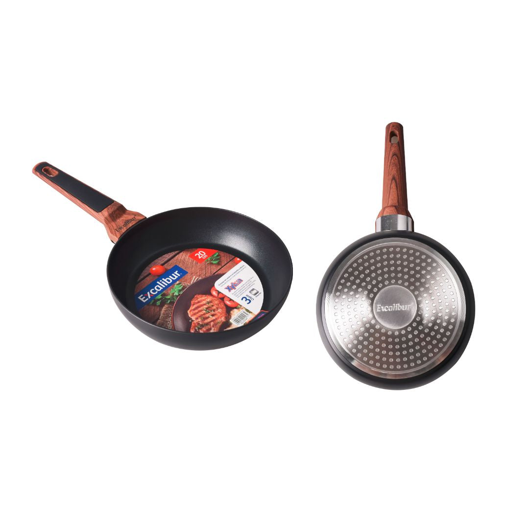 SARTEN EXCALIBUR MANGO DE BAQUELITA Y SILICONA 20CM (F. 10 PZA)