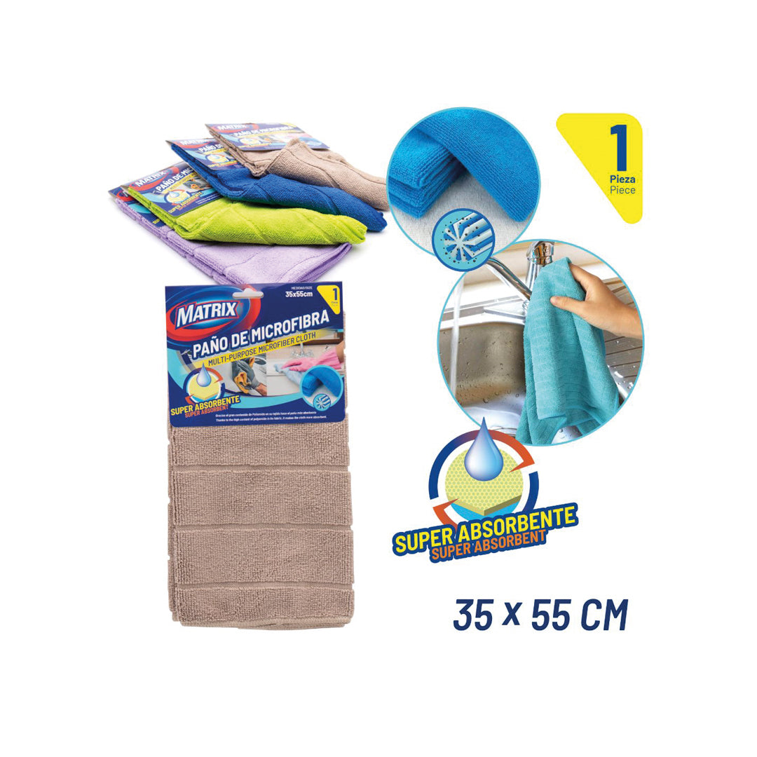 PAÑO LIMPIADOR MATRIX MICROFIBRA COL. SURTIDOS 35X55CM (F. 240 PZA)