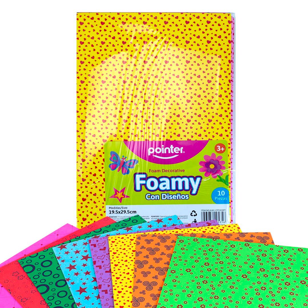 FOAMY C/DISEÑO POINTER 8 DISEÑOS PX10H. 19.5X29.5CM (F. 80 BAG)