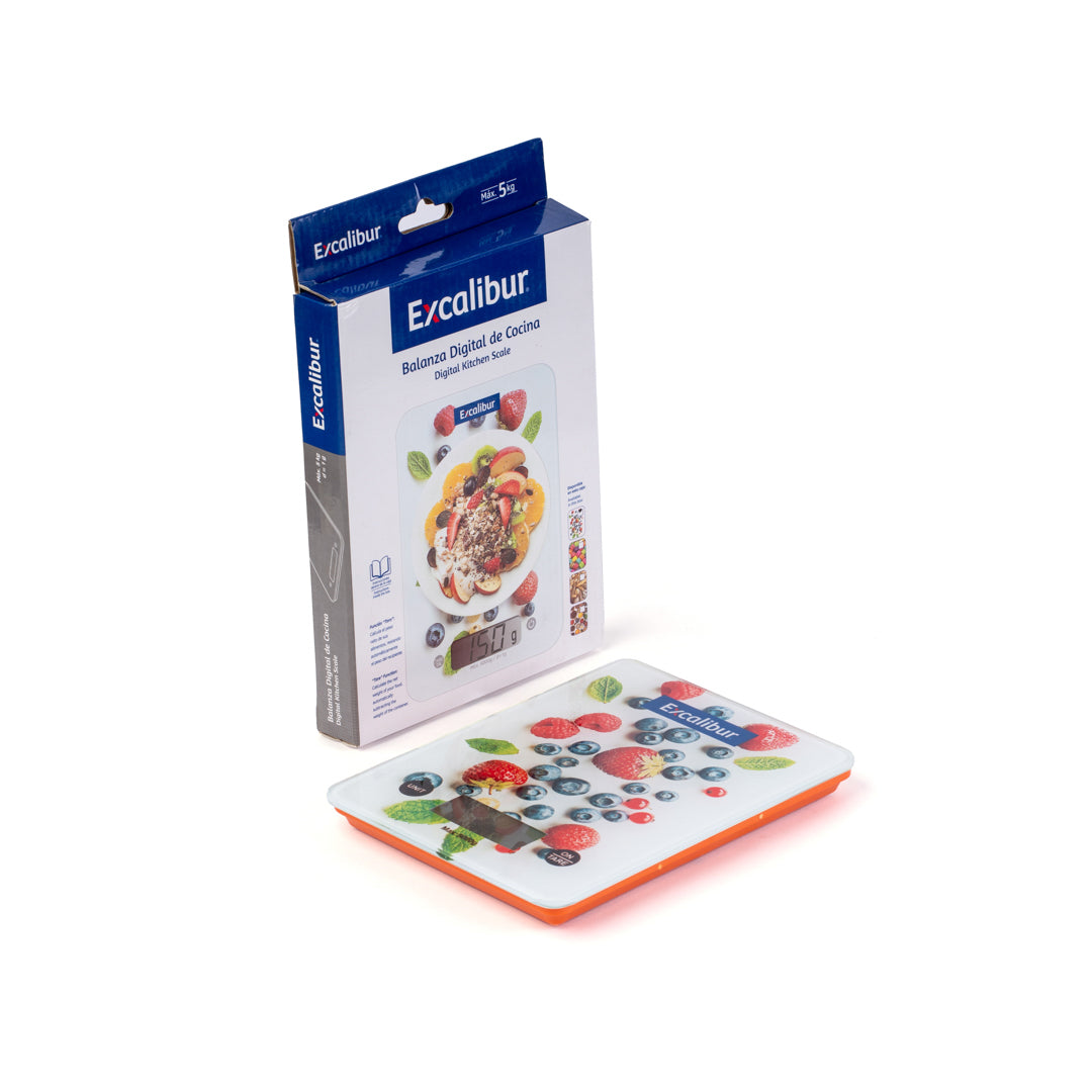 BALANZA DE COCINAL DIGITAL EXCALIBUR 5KG S/BANDEJA F/TARA (F. 40 PZAS)