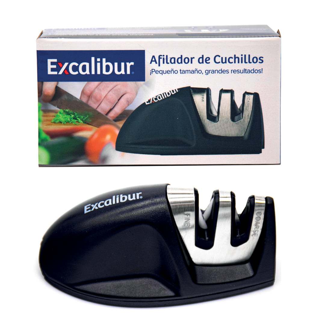 AFILADOR DE CUCHILLOS EXCALIBUR 2 RANURAS NEGRO PEQUEÑO (F. 36 PZAS)