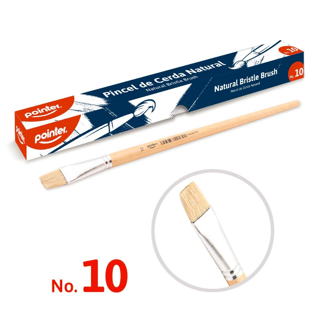 PINCEL DE MADERA POINTER CERDA NATURAL PLANO #10 CX12 (F. 50 DOC)