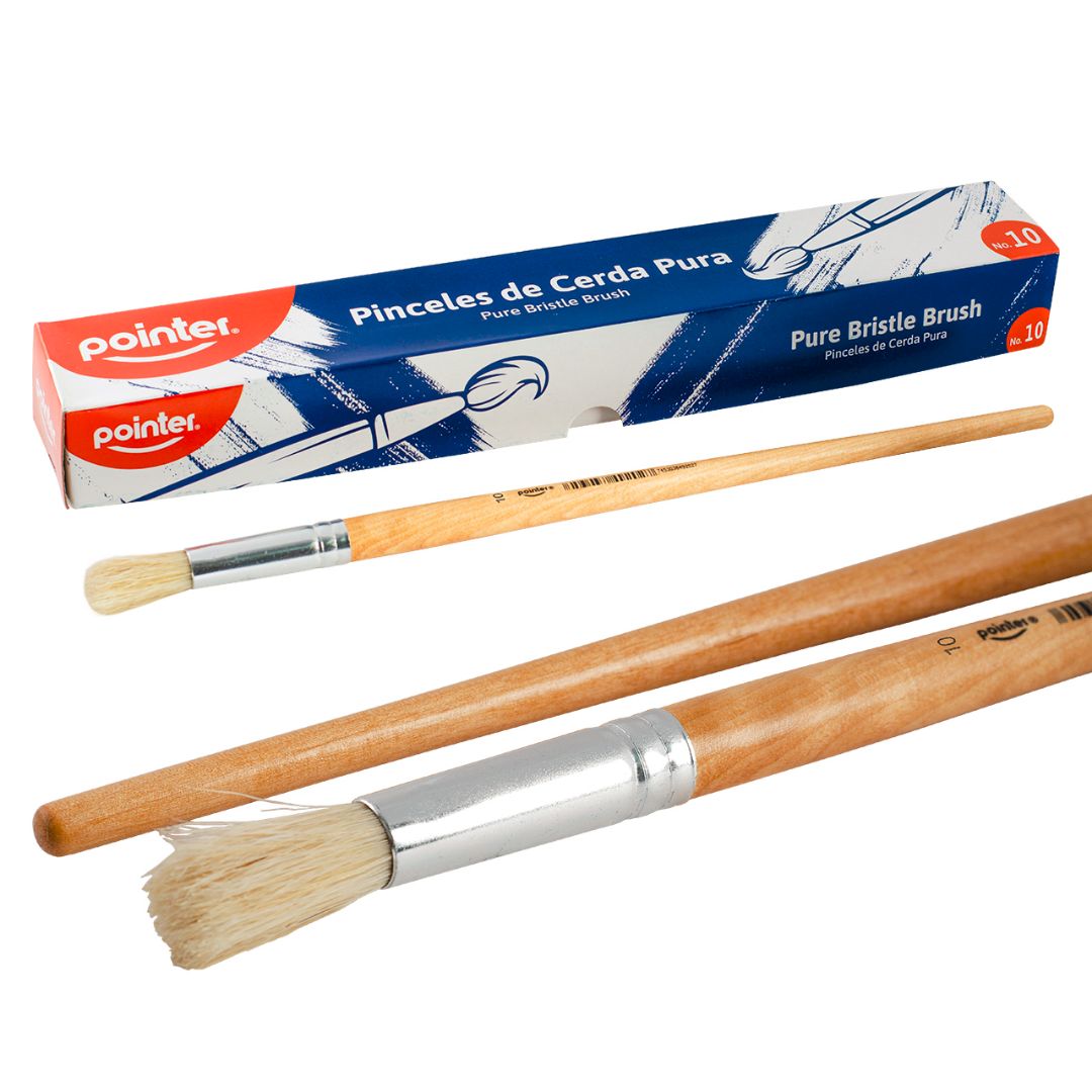 PINCEL DE MADERA POINTER CERDA NATURAL REDONDO #10 CX12 (F. 50 DOC)