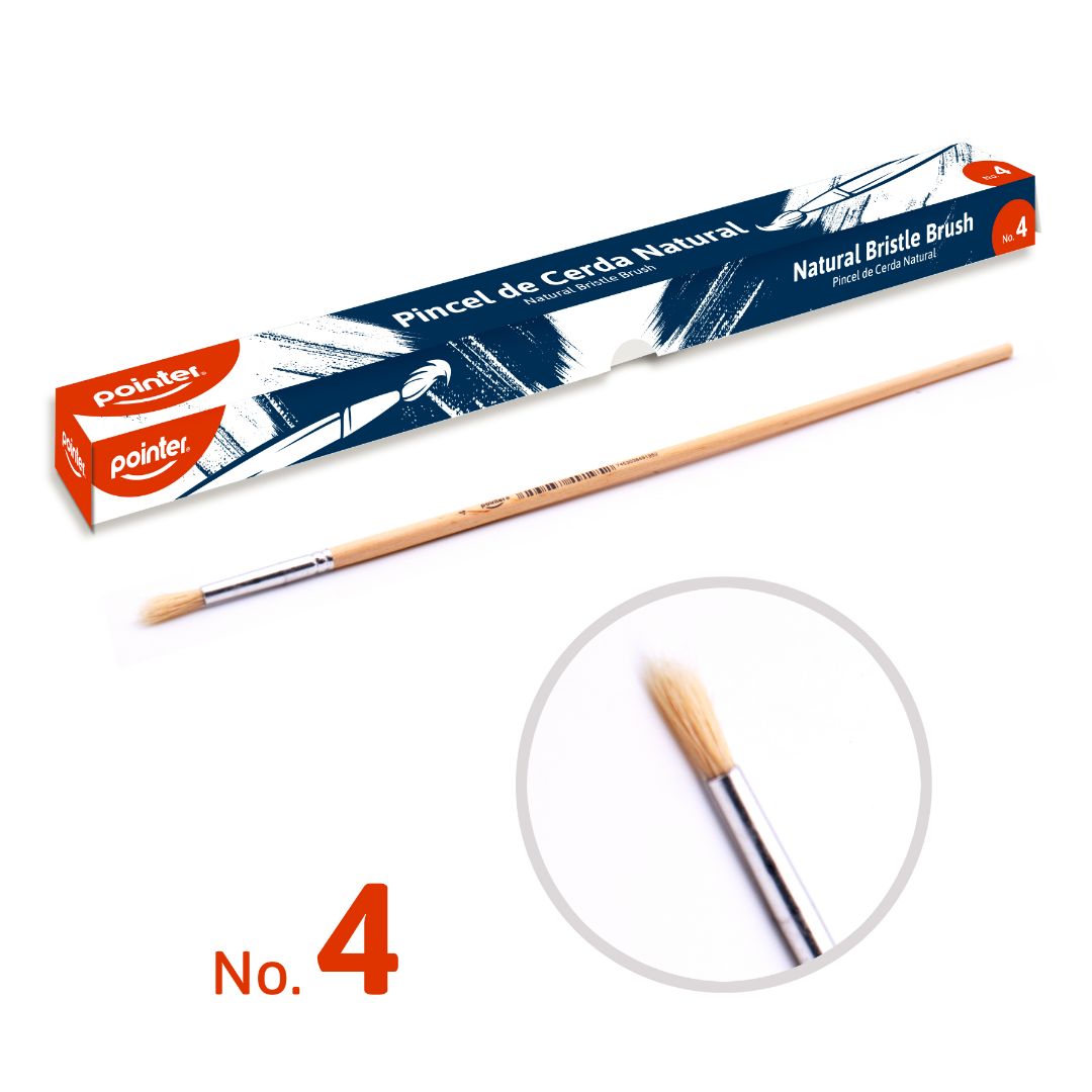 PINCEL DE MADERA POINTER CERDA NATURAL REDONDO #4 CX12 (F. 200 DOC)