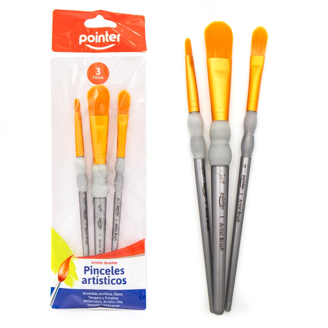 SET DE PINCELES POINTER C/GRIP LENGUA DE GATO BX3 (F. 180 SETS)