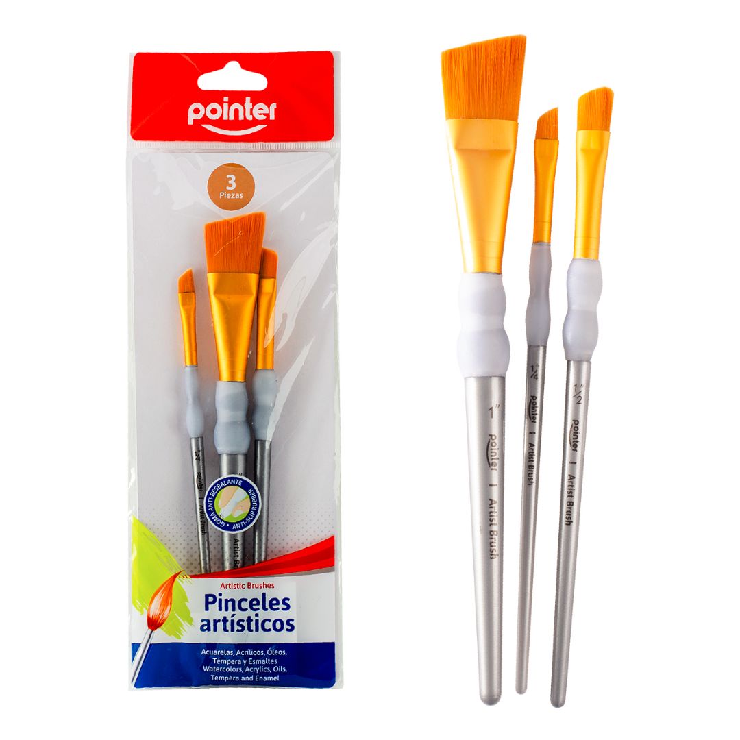 SET DE PINCELES POINTER C/GRIP ANGULARES BX3 (F. 180 SETS)