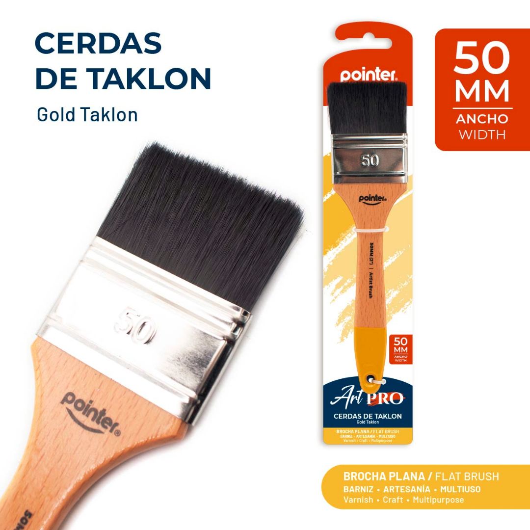 BROCHA POINTER CERDAS DE TAKLON NEGRAS 2" 50MM (F. 72 SETS)
