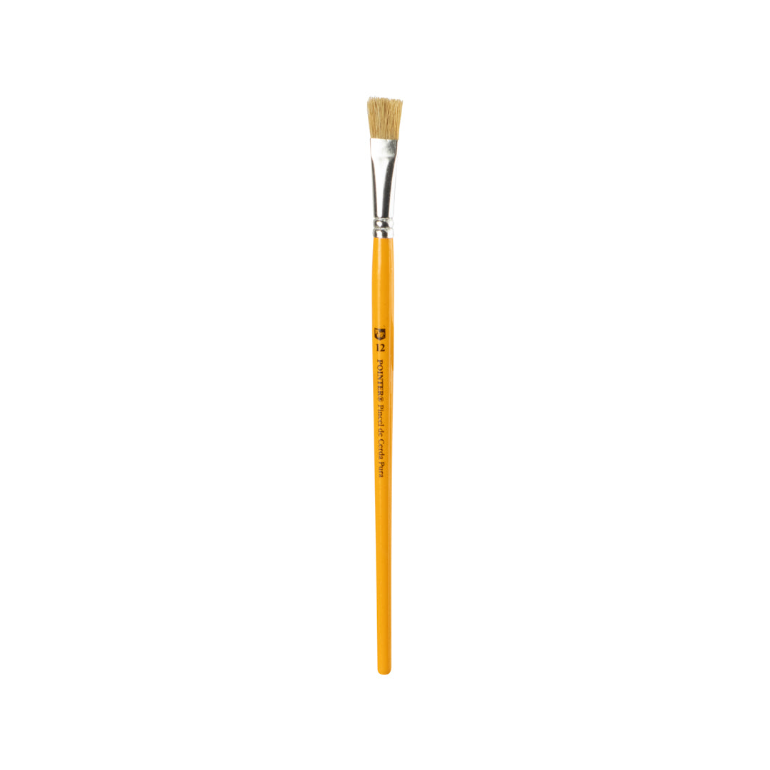 PINCEL POINTER CERDA NATURAL AMARILLO PLANO #12 CX12 (F. 50 DOC)