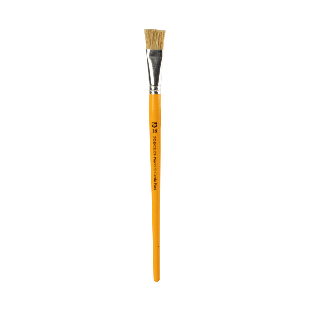 PINCEL POINTER CERDA NATURAL AMARILLO PLANO #18 CX12 (F. 25 DOC)