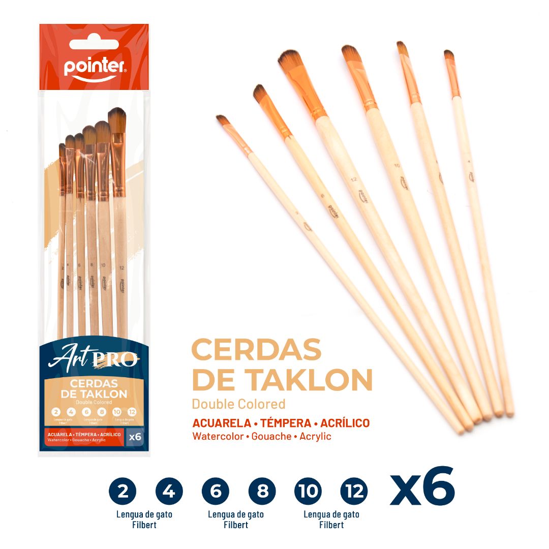 SET DE PINCELES POINTER ART PRO LENGUA DE GATO BX6 (F. 72 SETS)