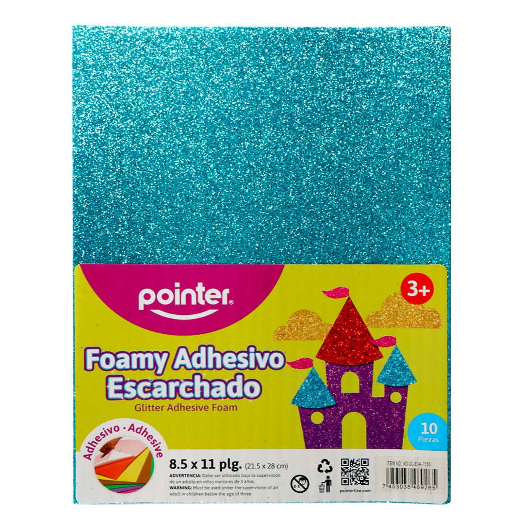 FOAMY C/ESCARCHA POINTER C/ADHESIVO TURQUESA PX10 CARTA (F. 60 PAQ)