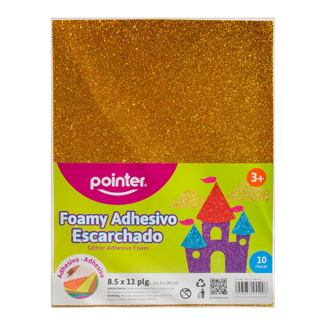 FOAMY C/ESCARCHA POINTER C/ADHESIVO AMARILLO PX10 CARTA (F. 60 PAQ)