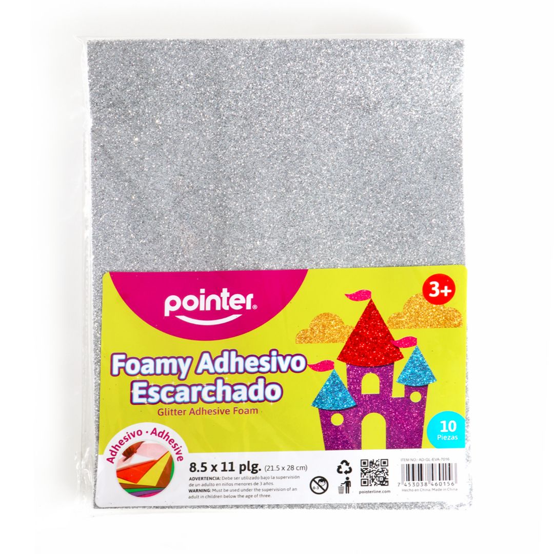FOAMY C/ESCARCHA POINTER C/ADHESIVO PLATA PX10 CARTA (F. 60 PAQ)