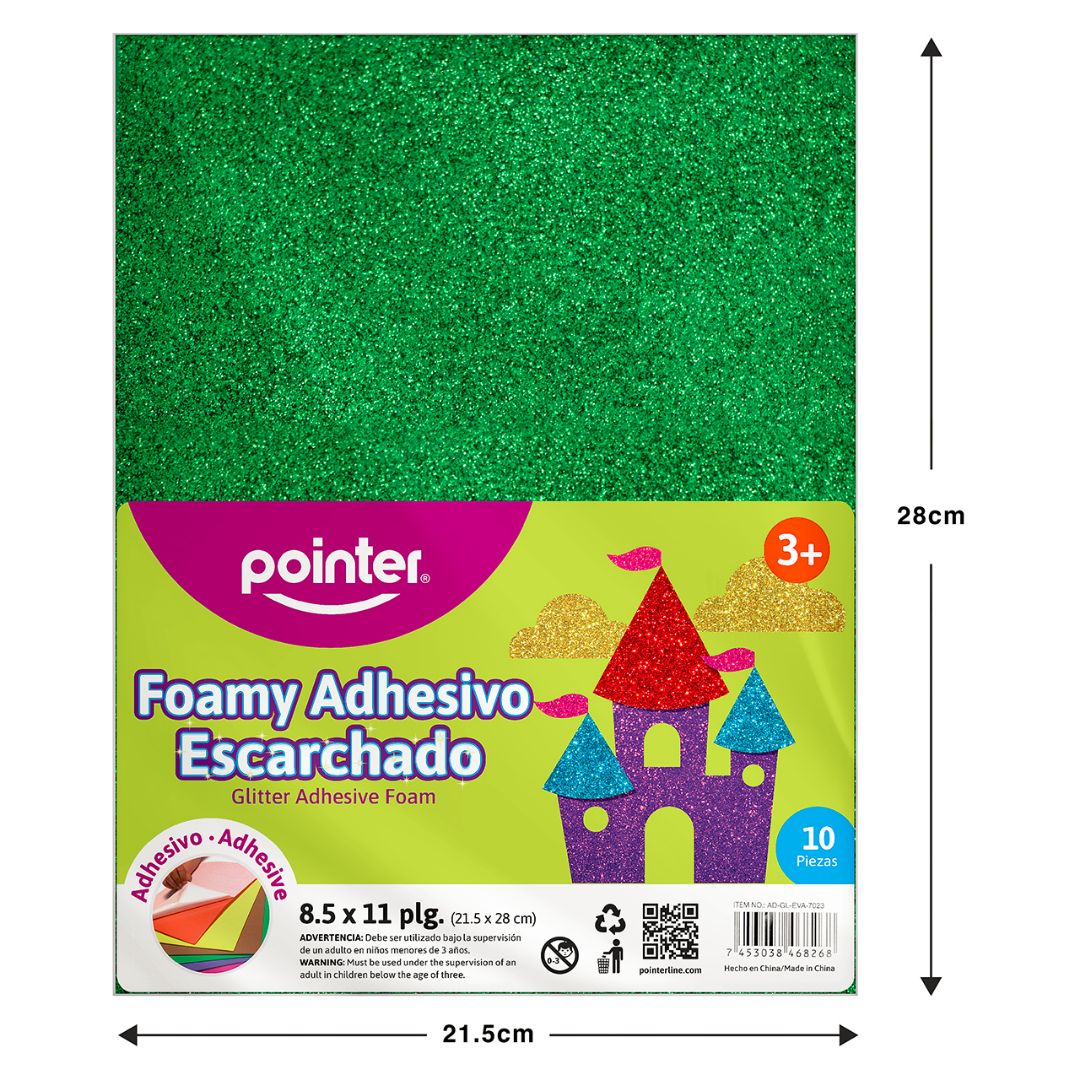 FOAMY C/ESCARCHA POINTER C/ADHESIVO VERDE PX10 CARTA (F. 60 PAQ)