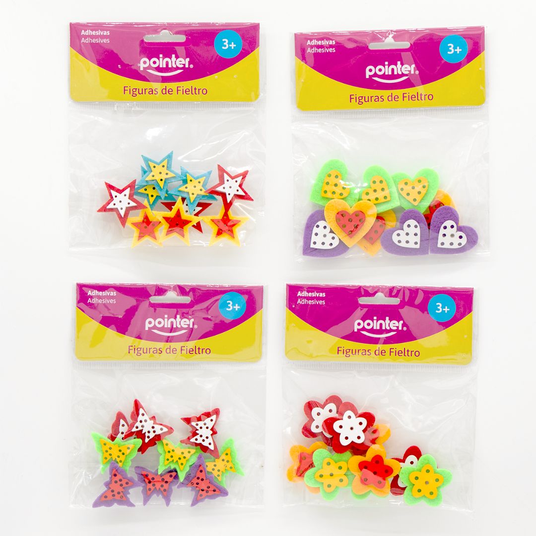 FIGURAS DE FIELTRO POINTER C/ADHESIVO EST/CORA/FLO/MARI BX9 (F.144 SETS)