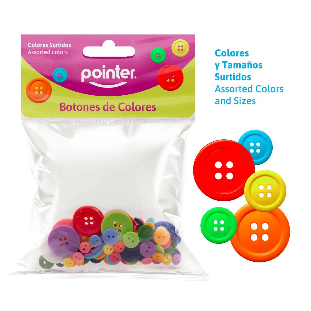 BOTONES PLASTICOS POINTER SURTIDOS BX90 (F. 96 SETS)