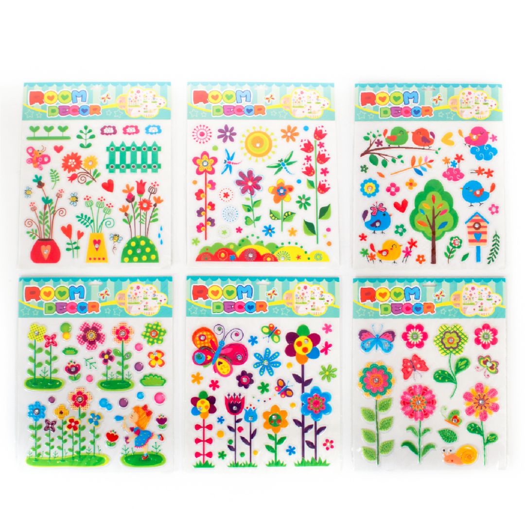STICKERS ROOM DECOR MARIPOSAS Y FLORES 6 ESTILOS (F. 160 PZAS)