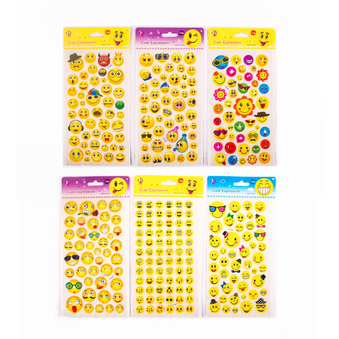 STICKERS CARITAS PEQUEÑAS Y GRANDES 6 DISEÑOS (F. 288 SETS)