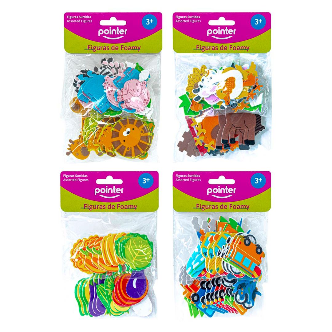 FIGURAS DE FOAMY POINTER ANIMALES VERDURAS Y TRANSPORTES (F. 288 SETS)
