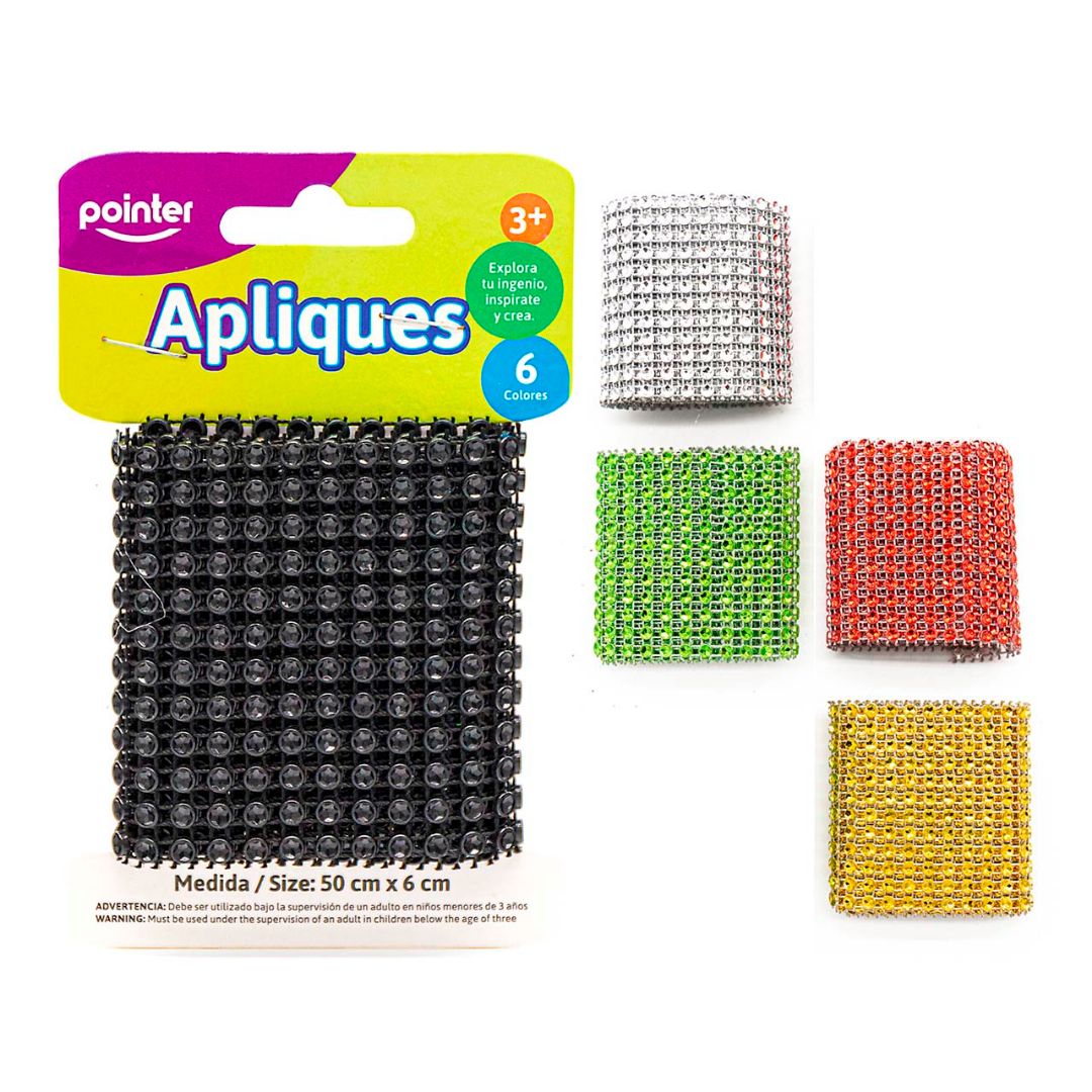 PERLAS EN MALLA POINTER 6 COLORES 50X6CM (F.144 SETS)