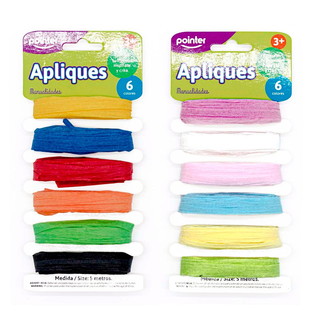 PAPEL EN TIRA POINTER P/MANUALIDADES 6 COL. BASICOS Y PASTEL (F. 144 SETS)