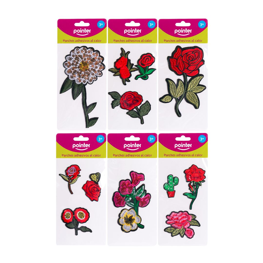 PARCHES ADHESIVOS  POINTER FLORES 6 DISEÑOS (F. 288 PZAS)