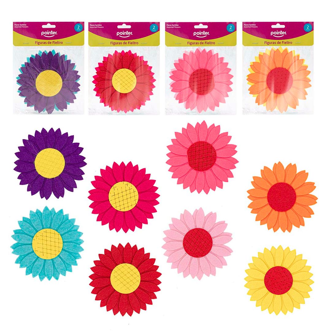 FIGURAS DE FIELTRO POINTER FLORES 4 COL. BX2 (F. 96 SETS)