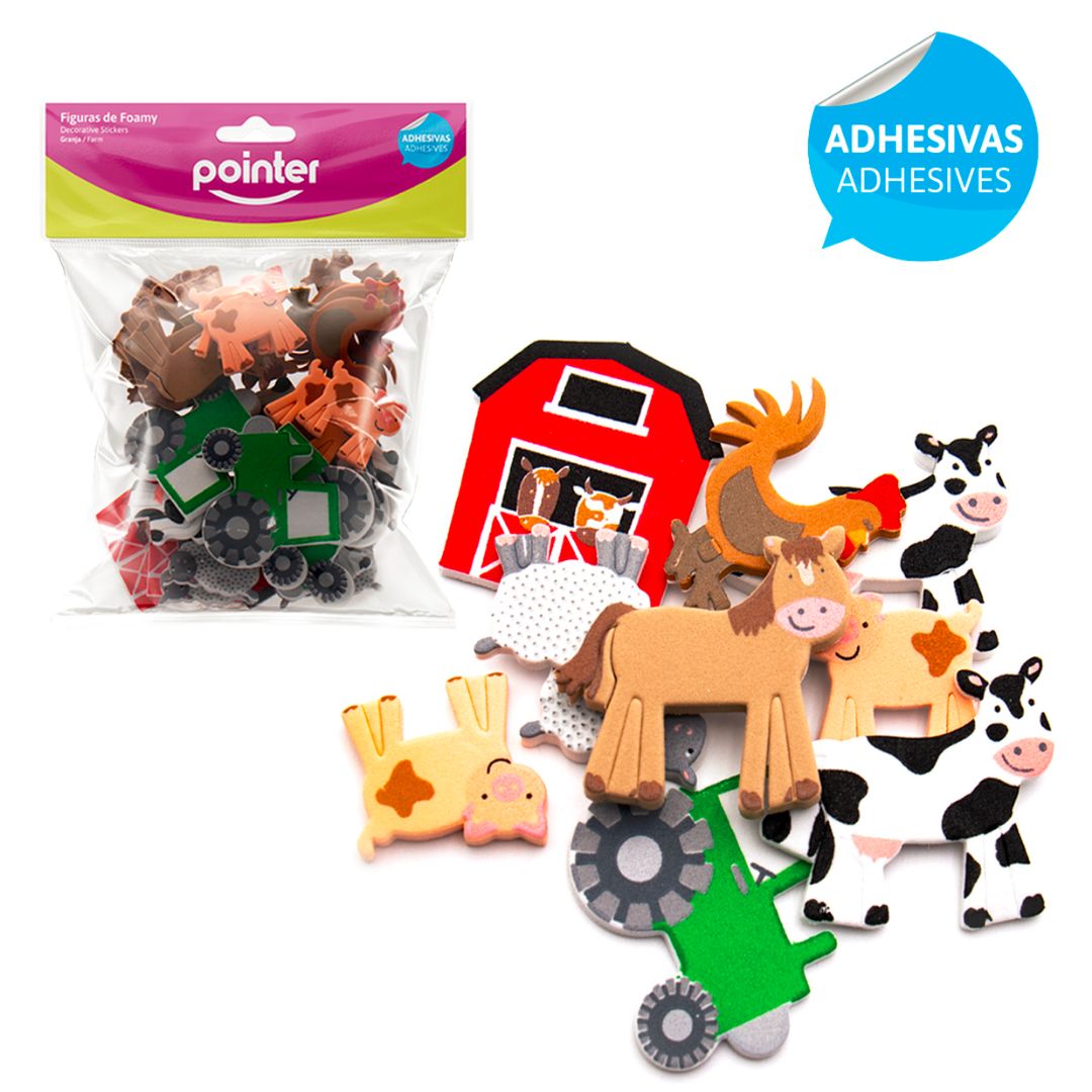 FIGURAS DE FOAMY POINTER ADHESIVAS GRANJA Y ANIMALES (F. 96 SETS)