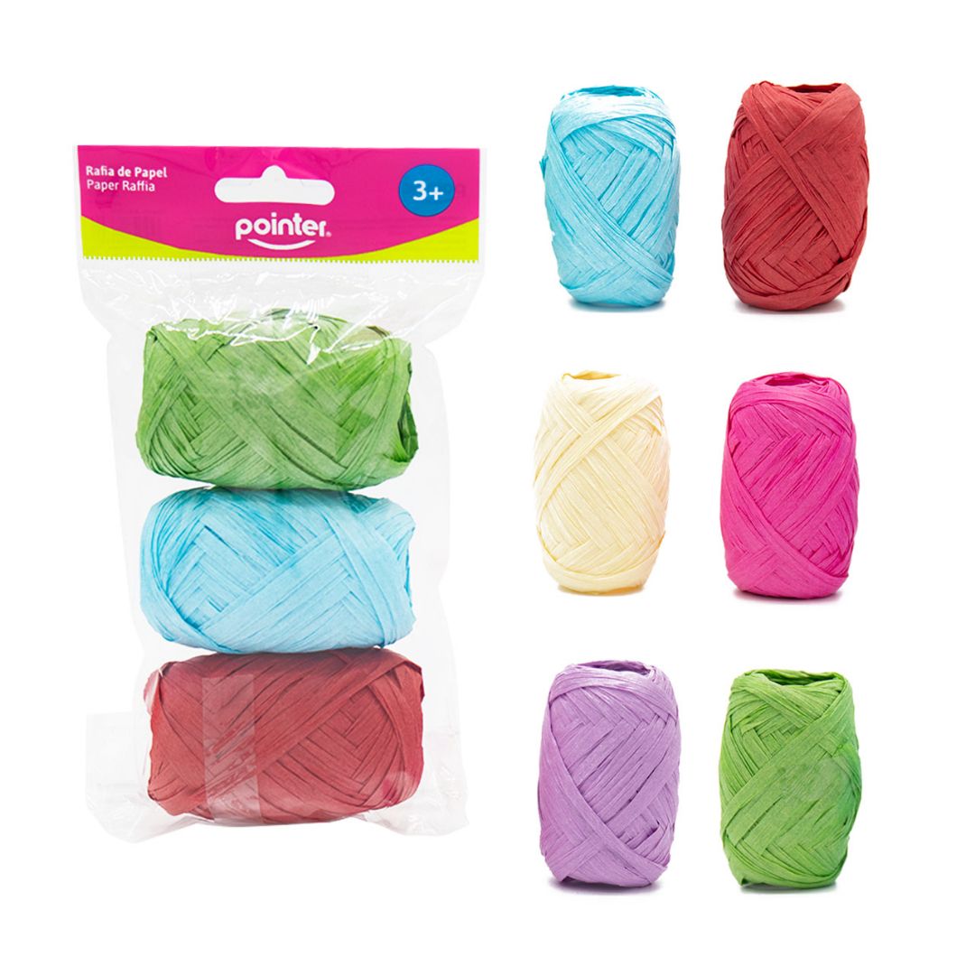 RAFIA POINTER DE PAPEL 6 COLORES BX3 (F. 144 SETS)