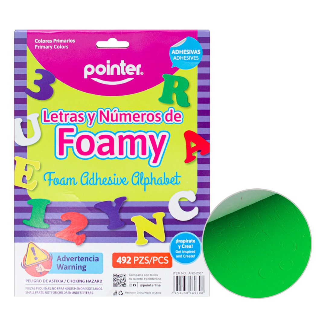 BLOCK DE FOAMY POINTER HOJAS C/ADHESIVO LETRAS Y NUMEROS (F. 96 PZAS)