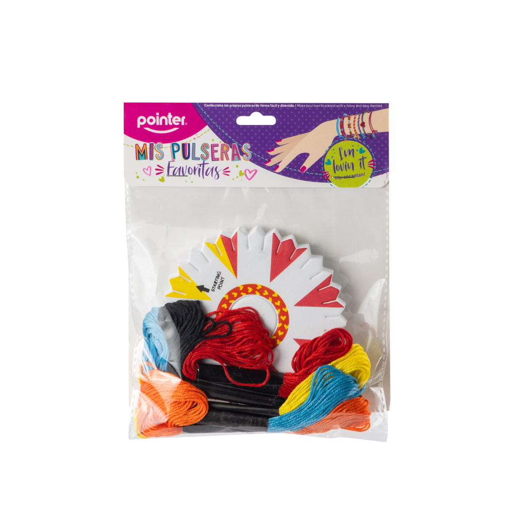 SET PARA HACER PULSERAS POINTER DE HILOS 5 COLORES (F. 100 SETS)
