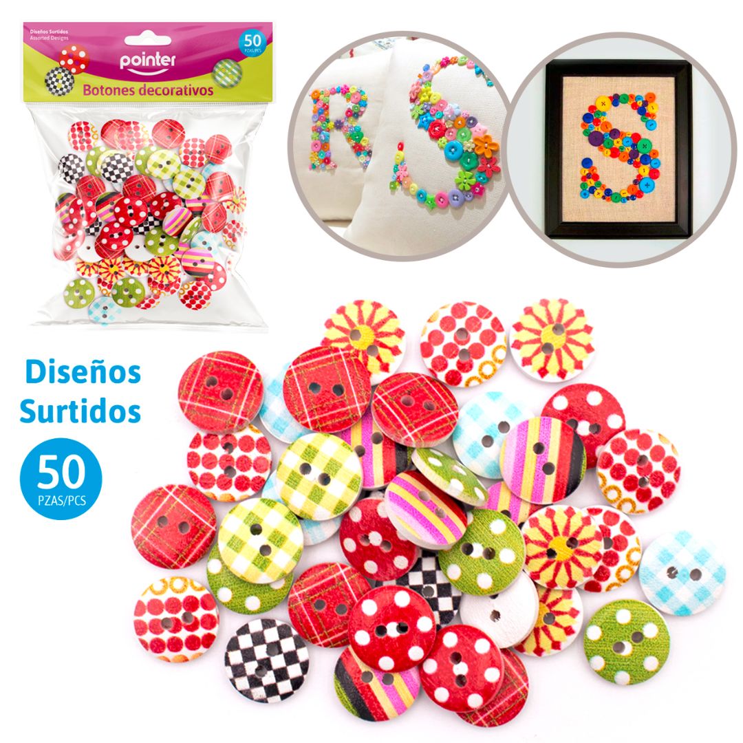 BOTONES PLASTICOS POINTER CON DISEÑOS BX50 (F. 216 SETS)