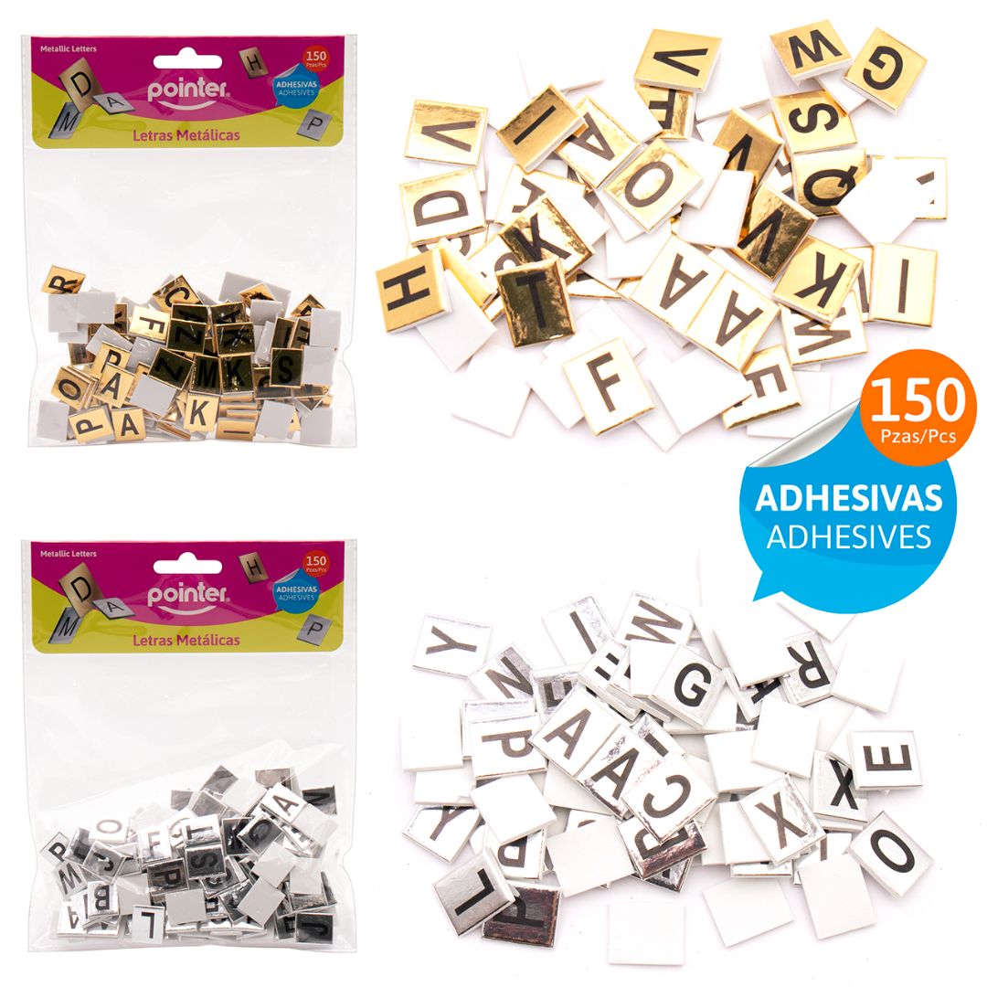 LETRAS METALICAS POINTER ADHESIVAS BX150 (F. 288 SETS)