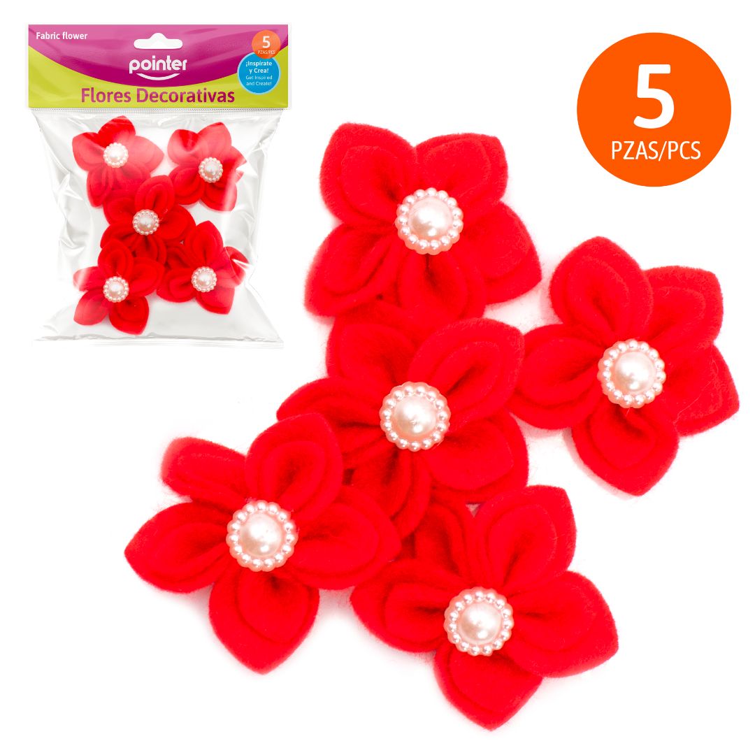 FLORES DECORATIVAS POINTER ROJAS C/ADHESIVO BX5 (F. 144 SETS)