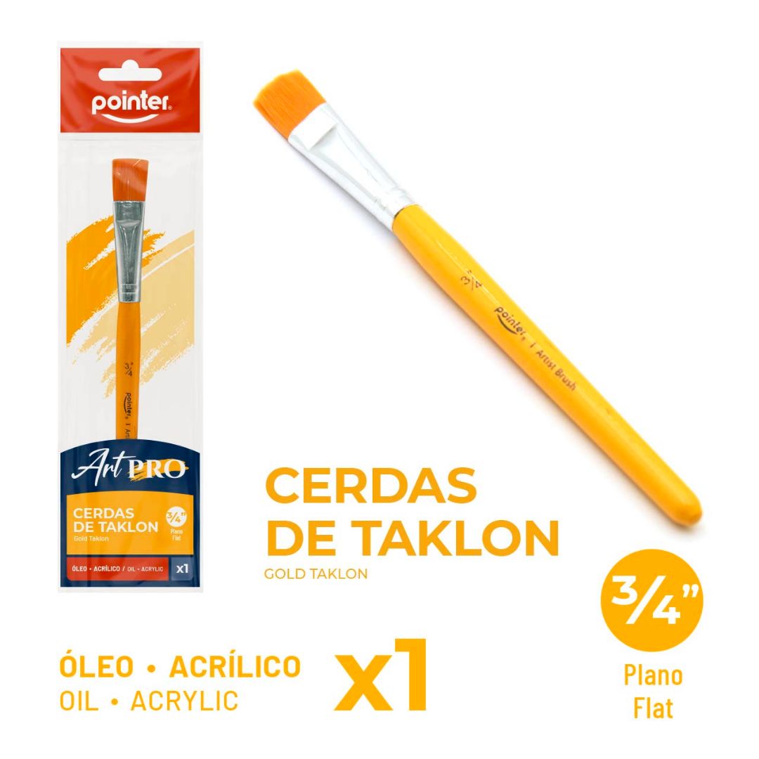 PINCEL POINTER ART PRO CERDAS DE TAKLON PLANO 3/4" (F. 288 SETS)