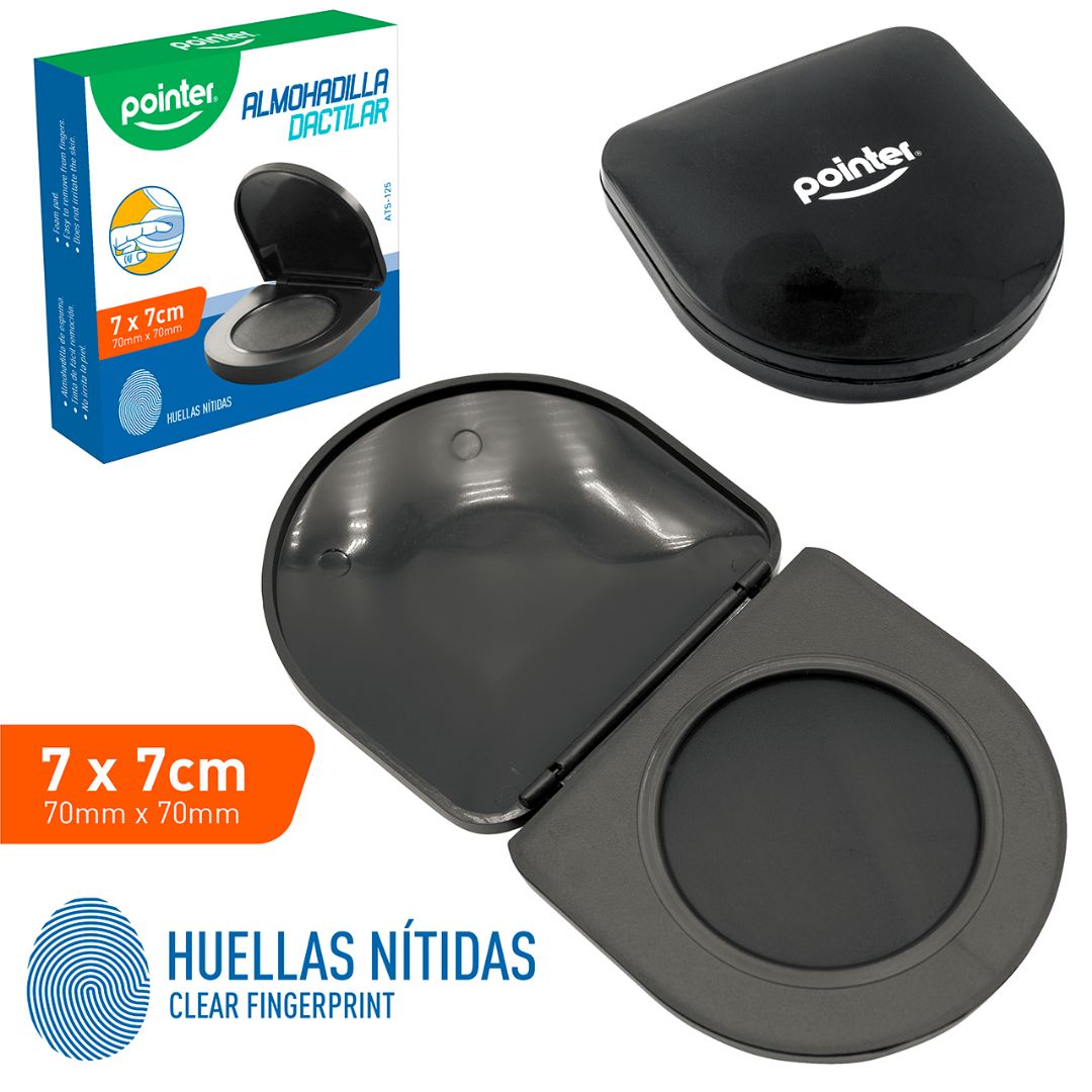ALMOHADILLA DACTILAR POINTER REDONDA NEGRO 7X7CM (F. 240 UNI)