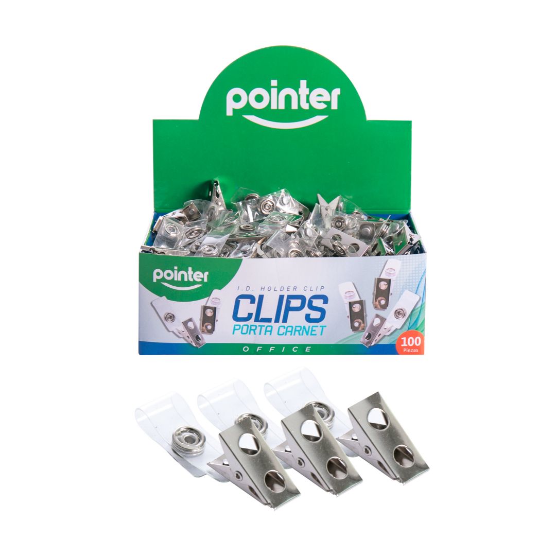 CLIPS POINTER PORTACARNET TIPO LAGARTO CX100 (F. 24 BOX)