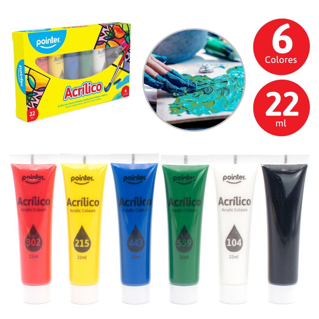 PINTURA ACRILICA  POINTER CX6 COLORES 22ML (F. 48 SETS)