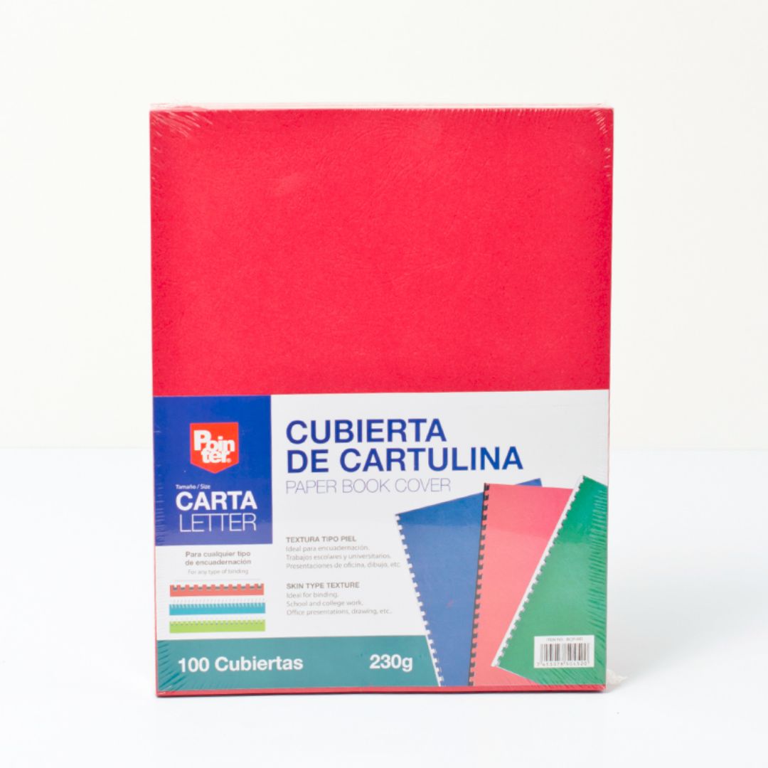 PASTA P/ENCUADERNAR POINTER ROJA PX100 CARTA 230G (F. 40 PAQ)