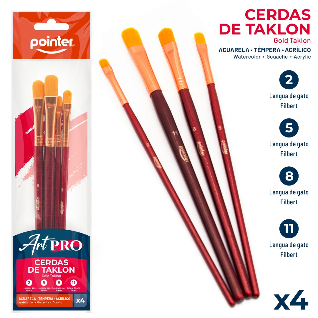 SET DE PINCELES POINTER ART PRO LENGUA DE GATO BX4 (F. 288 SETS)