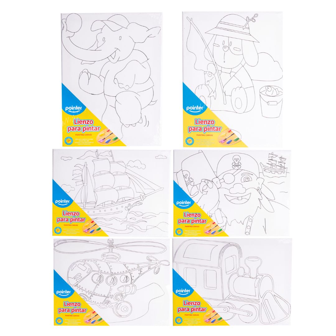 CARTON C/TELA POINTER 6 DISEÑOS P/NIÑOS 31X22.8CM (F. 24 PZAS)