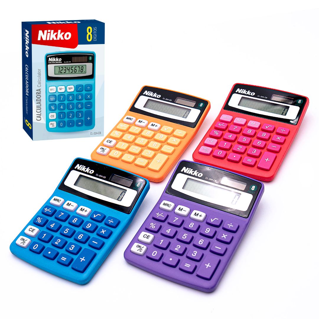 CALCULADORA DE ESCRITORIO NIKKO 8 DIG. 4 COL. PEQUEÑA (F. 80 UNI)