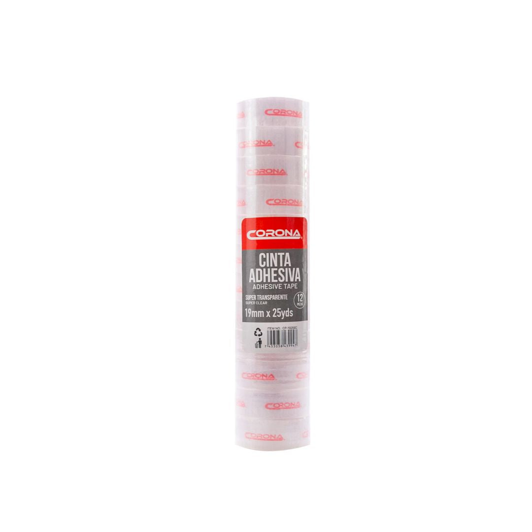 CINTA ADHESIVA CORONA TRANSPARENTE 19MMX25MTS (F. 60 DOC)