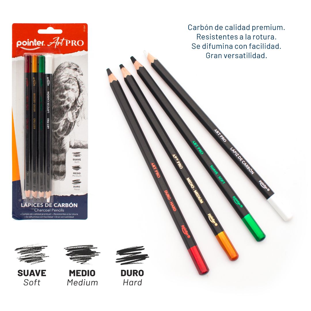 LAPIZ CARBONCILLO POINTER ART PRO SUA/MED/DUR/CRETA (F. 144 SETS)