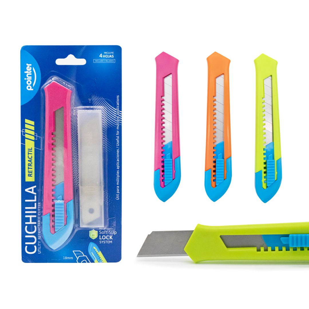 CUCHILLA POINTER EN BLISTER GRANDE C/REPUESTOS 3 COL. (F. 144 SETS)