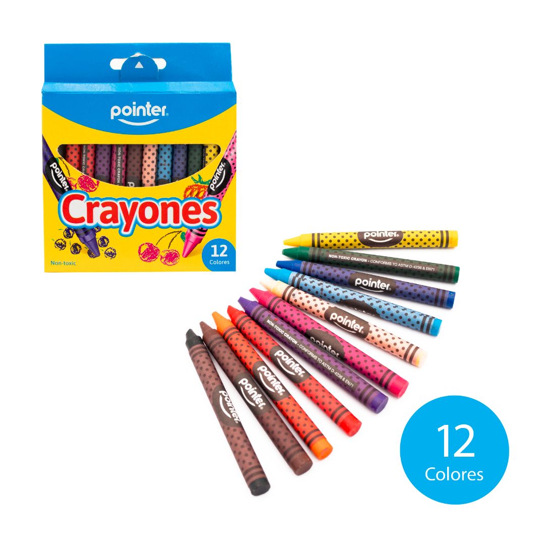 CRAYON DE CERA POINTER REDONDO 12 COL. (F. 240 UNI)