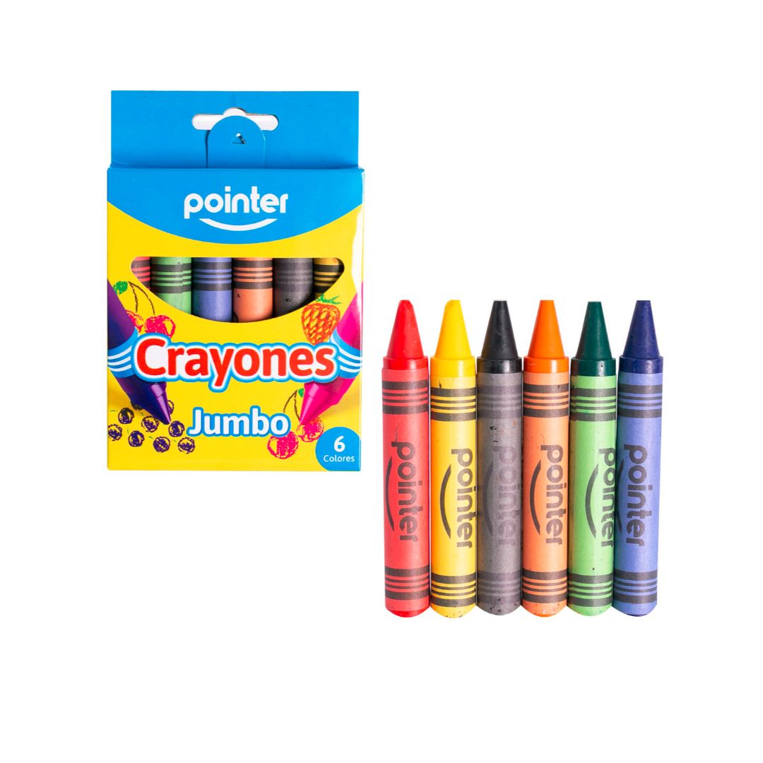 CRAYON DE CERA POINTER JUMBO REDONDO 6 COL. (F. 120 SETS)