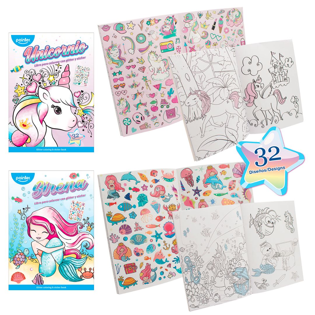 LIBRO PARA COLOREAR POINTER CON ESCARCHA Y STICKER (F. 96 PZA)