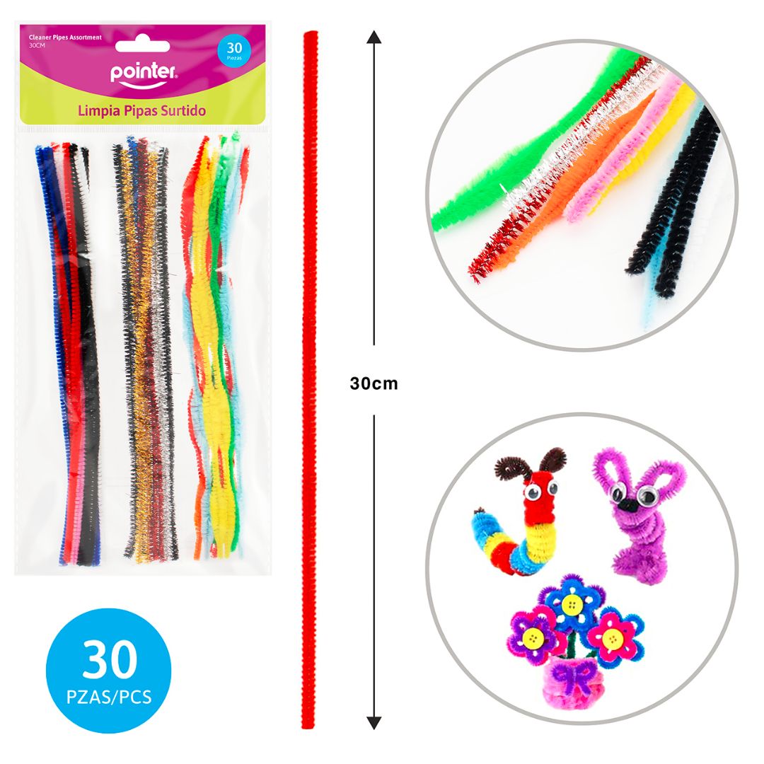 LIMPIA PIPAS POINTER SURTIDOS METAL. TRAD. ONDUL. BX30 30CM (F. 144 UNI)